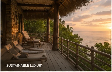 Sustainable resort terrace overlooking the Zanzibar coast