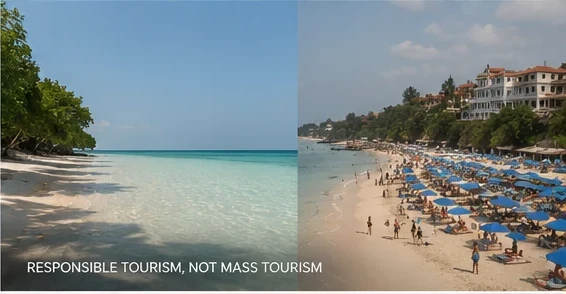 Responsible natural tourism compared with crowded mass tourism
