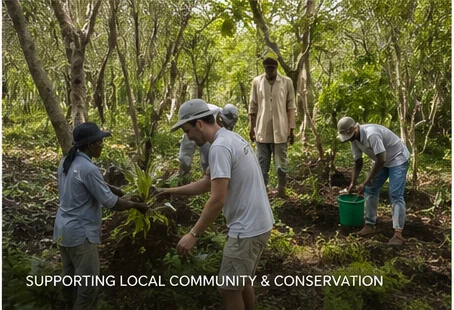 Local community members and resort founders supporting forest conservation